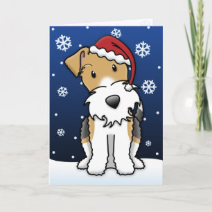 Kawaii Wire Fox Terrier Christmas Card Feestdagen Kaart