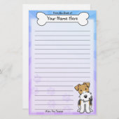 Kawaii Wire Fox Terrier Stationery Briefpapier (Voorkant / Achterkant)