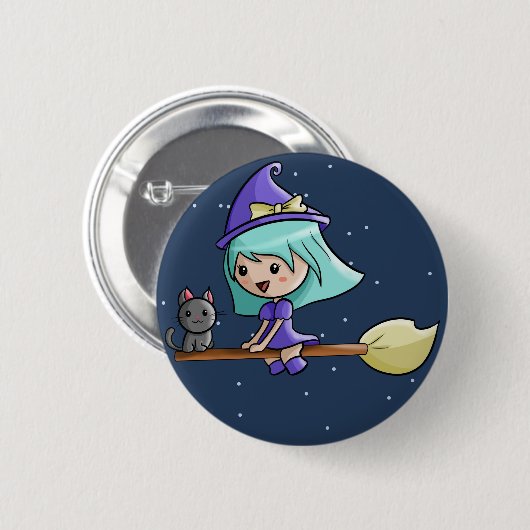 Kawaii Witch Badge Ronde Button 5,7 Cm (Voorkant /achterkant)