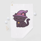 Kawaii Witch Cat in Paarse Petten Classic T-shirt Golfhanddoek (Insitu)