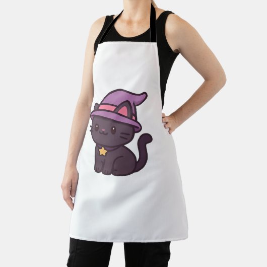 Kawaii Witch Cat in Paarse Petten Classic T-shirt Schort (Insitu)