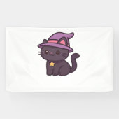 Kawaii Witch Cat in Paarse Petten Classic T-shirt Spandoek (Horizontaal)