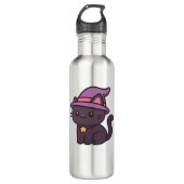 Kawaii Witch Cat in Paarse Petten Classic T-shirt Waterfles (Voorkant)