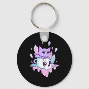Kawaii Witchy Cat Cute Pastel Gothic Creepy Cats S Sleutelhanger