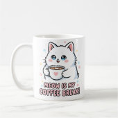 Kawaii Witte Kat Koffiemok (Links)