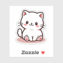 Kawaii Witte Kitten met Roze wangen
