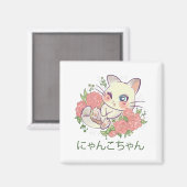 Kawaii Witte Kitty Magneet (Voorkant / Achterkant)