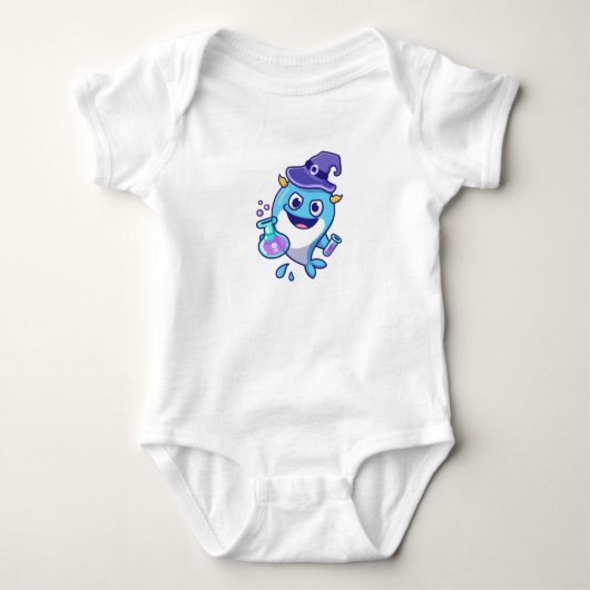 Kawaii Wizard Whale Potion Science Design Romper (Voorkant)