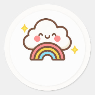 Kawaii Wolk Met Regenboog Sticker