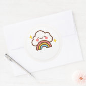 Kawaii Wolk Met Regenboog Sticker (Envelop)