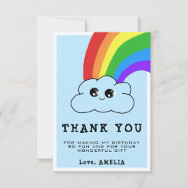 Kawaii Wolk Regenboog Kinderen Verjaardag Bedankkaart