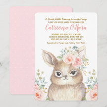 Kawaii Woodland Bunny Pink Floral Girl Baby shower