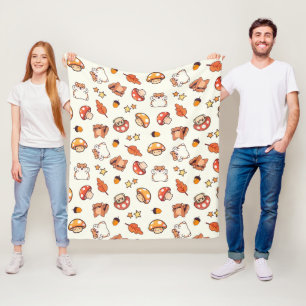 Kawaii Woodland Dieren en Paddenstoelen Patroon Fleece Deken