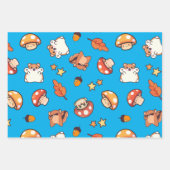Kawaii Woodland Dieren en Paddenstoelen Patroon Inpakpapier Vel (Voorkant 3)
