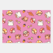 Kawaii Woodland Dieren en Paddenstoelen Patroon Inpakpapier Vel (Voorkant 2)