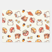 Kawaii Woodland Dieren en Paddenstoelen Patroon Inpakpapier Vel (Voorkant)
