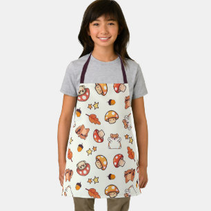 Kawaii Woodland Dieren en Paddenstoelen Patroon Schort