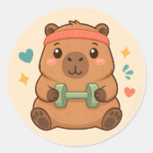 Kawaii Workout Capybara Gym Motivatie Sticker (Voorkant)