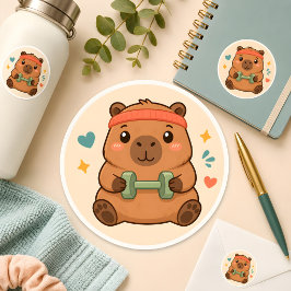 Kawaii Workout Capybara Gym Motivatie Sticker