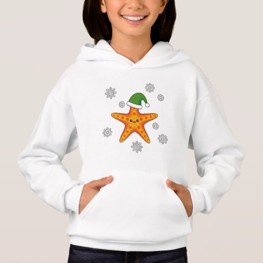 Kawaii Xmas Zeester op Blauw Buffel Patroon (Voorkant)