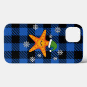Kawaii Xmas Zeester op Blauw Buffel Patroon Case-Mate iPhone Case (Achterkant (horizontaal))