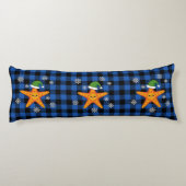 Kawaii Xmas Zeester op Blauw Buffel Patroon Lichaamskussen (Achterkant)