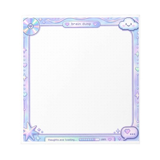 Kawaii Y2K Cyber Pastel Brain Dump Notitieblok Ont (Voorkant)