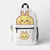 Kawaii Yellow Bunny Backpack - Cute School Bedrukte Rugzak (Voorkant)