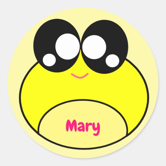 Kawaii Yellow Frog Schattige Ronde Sticker (Voorkant)