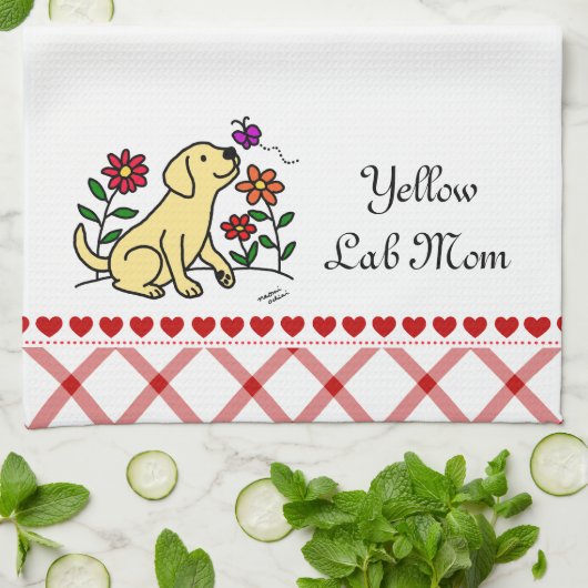 Kawaii Yellow Labrador Cartoon Theedoek (Gevouwen)