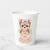 Kawaii Yorkie Teacup Birthday Paper Cups Papieren Bekers (Achterkant)