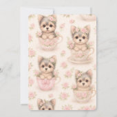 Kawaii Yorkie Teacup Girl’s Birthday Invitation (Achterkant)