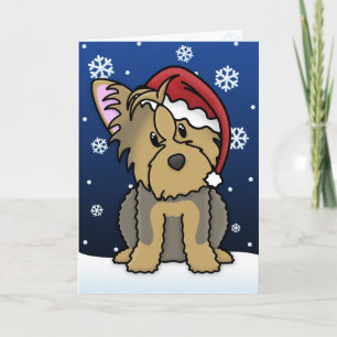 Kawaii Yorkshire Terrier Christmas Kaart