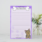 Kawaii Yorkshire Terrier Stationery Briefpapier (Staand voorkant)