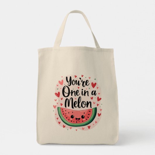 Kawaii "You're One in a Melon" Schattigee watermel Tote Bag (Achterkant)
