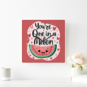 Kawaii "You're One in a Melon" Schattigee watermel Vierkante Klok (Huis)