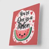 Kawaii "You're One in a Melon" Schattigee watermel Vierkante Klok (Hoek)