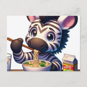 Kawaii Zebra eten Ramen Briefkaart