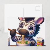 Kawaii Zebra eten Ramen Briefkaart (Voorkant / Achterkant)