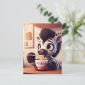 Kawaii Zebra eten Ramen Briefkaart (Staand voorkant)