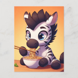 Kawaii Zebra eten Ramen Briefkaart