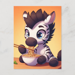 Kawaii Zebra eten Ramen Briefkaart