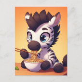 Kawaii Zebra eten Ramen Briefkaart (Voorkant)