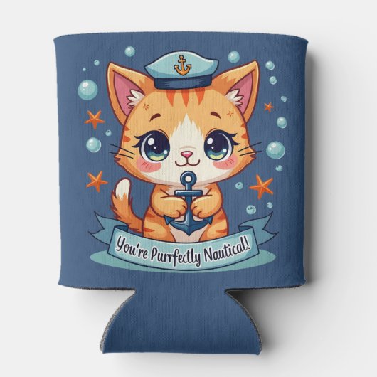 Kawaii Zee Kat Zeilanker Woordspeling Blikjeskoeler (Achterkant)