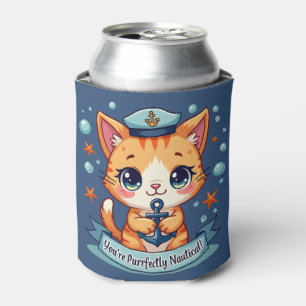 Kawaii Zeevaart Kat Zeilanker Woordspeling Blikjeskoeler