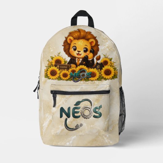 Kawaii Zodiac Neos Leeuw Bedrukte Rugzak (Voorkant)