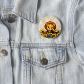 Kawaii Zodiac Neos Leeuw Ronde Button 5,7 Cm (In situ)