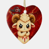 Kawaii Zodiac Neos Ram Keramisch Ornament (Rechts)