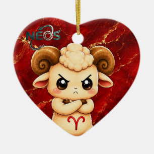 Kawaii Zodiac Neos Ram Keramisch Ornament