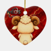 Kawaii Zodiac Neos Ram Keramisch Ornament (Achterkant)